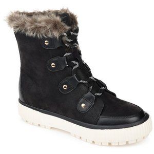 Brinley Co. Womens Comfort Foam™ Faux Fur Trim Lace-Up Winter Boot NEW